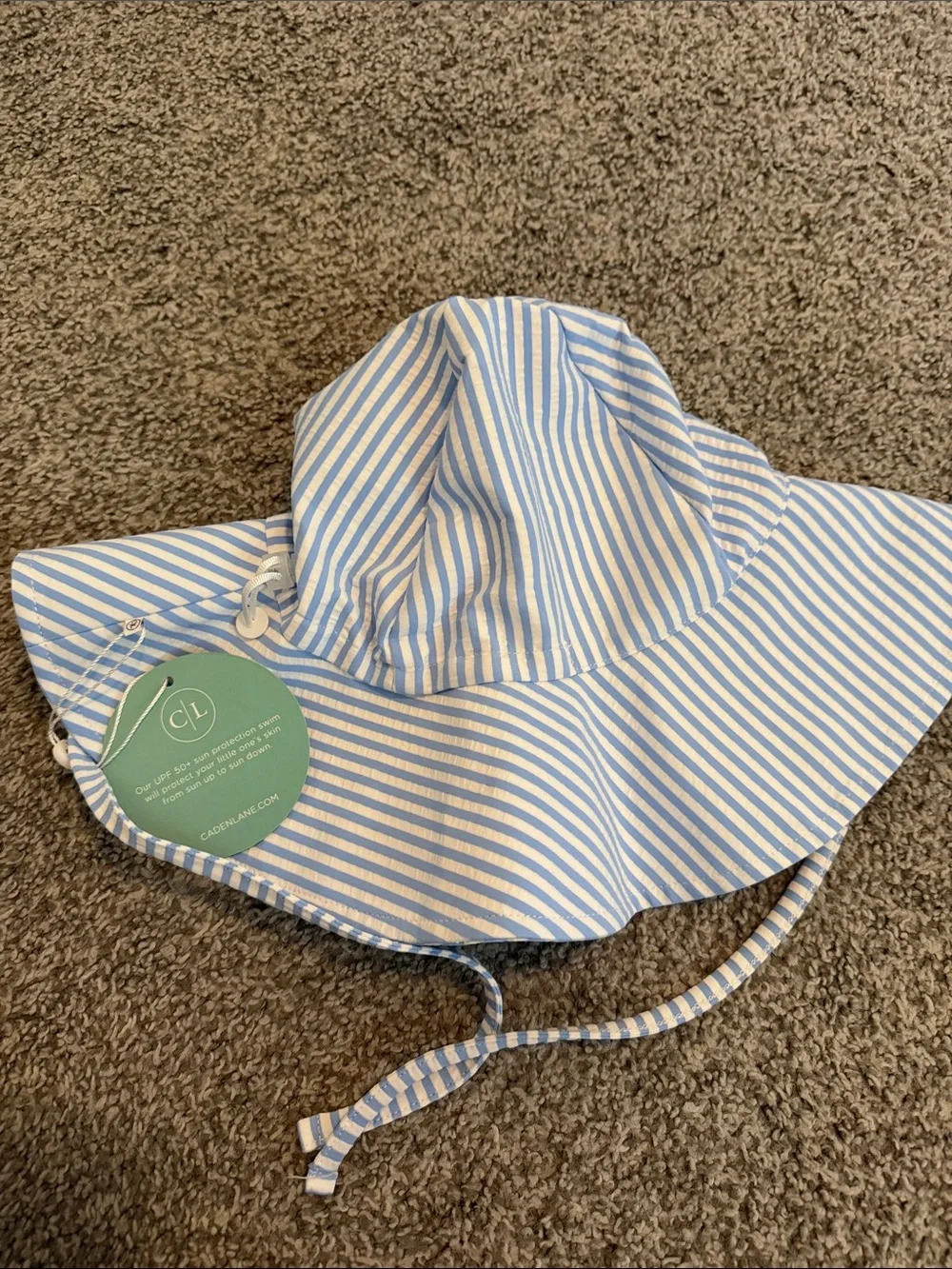 Caden lane Blue and White Striped Sun Hat - UPF 50+ NEW size large